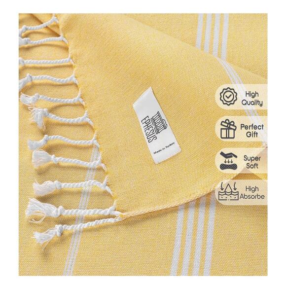 Turkish Cotton Hand Towels for Kitchen Bathroom Set of 6, 30”x 18”Mustard Yellow - Picture 5 of 5